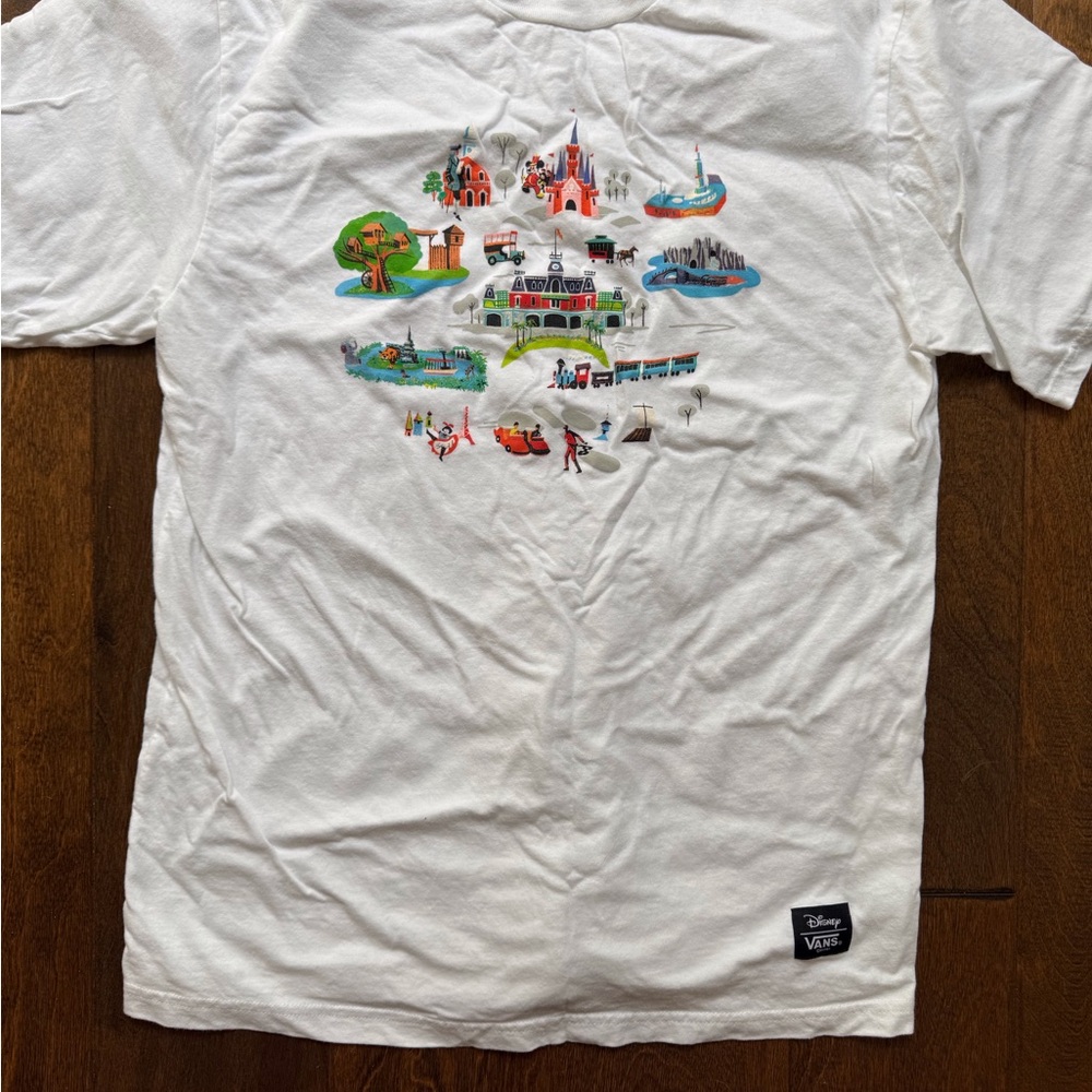Vans White Short Sleeve Tee with Whimsical Graphic